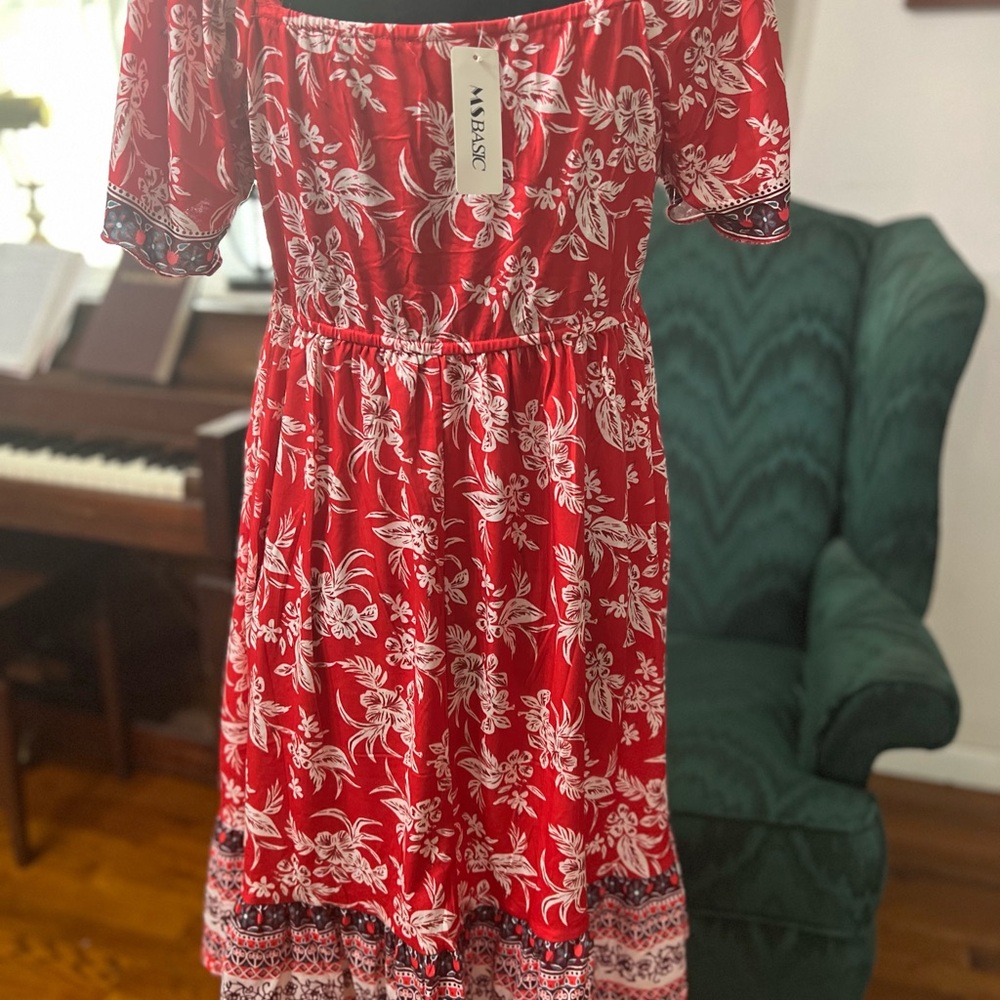 Red Floral Women's Dress by